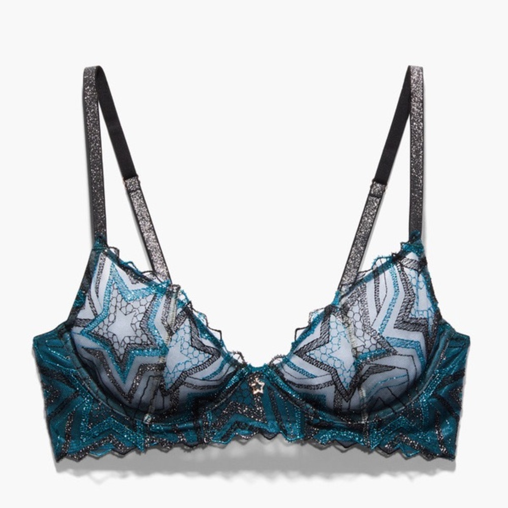 Savage x Fenty Shining Star Embroidered Unlined Demi Bra BNWT